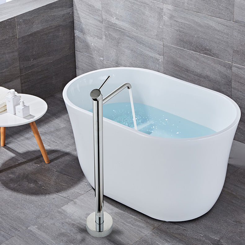 Floor Mounted Metal Freestanding Tub Filler Swivel Low Arc Freestanding Faucet Clearhalo 'Bathroom Remodel & Bathroom Fixtures' 'Bathtub Faucets' 'bathtub_faucets' 'Home Improvement' 'home_improvement' 'home_improvement_bathtub_faucets' 6728097