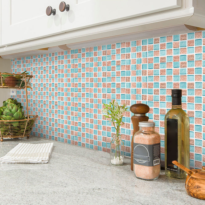 Peel & Stick Mosaic Tile Plastic Square Stain Resistant Peel and Stick Tiles for Shower Pink 20-Piece Set Clearhalo 'Flooring 'Home Improvement' 'home_improvement' 'home_improvement_peel_stick_blacksplash' 'Peel & Stick Backsplash Tile' 'peel_stick_blacksplash' 'Walls & Ceilings' Walls and Ceiling' 6728165