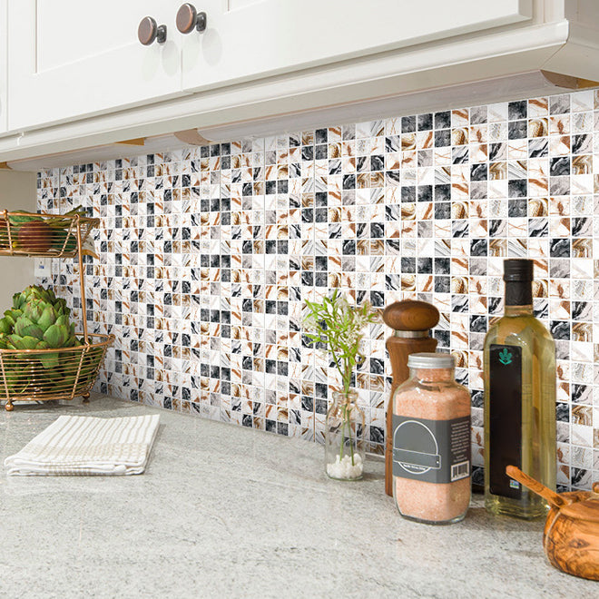 Peel & Stick Mosaic Tile Plastic Square Stain Resistant Peel and Stick Tiles for Shower Light Gray 20-Piece Set Clearhalo 'Flooring 'Home Improvement' 'home_improvement' 'home_improvement_peel_stick_blacksplash' 'Peel & Stick Backsplash Tile' 'peel_stick_blacksplash' 'Walls & Ceilings' Walls and Ceiling' 6728171