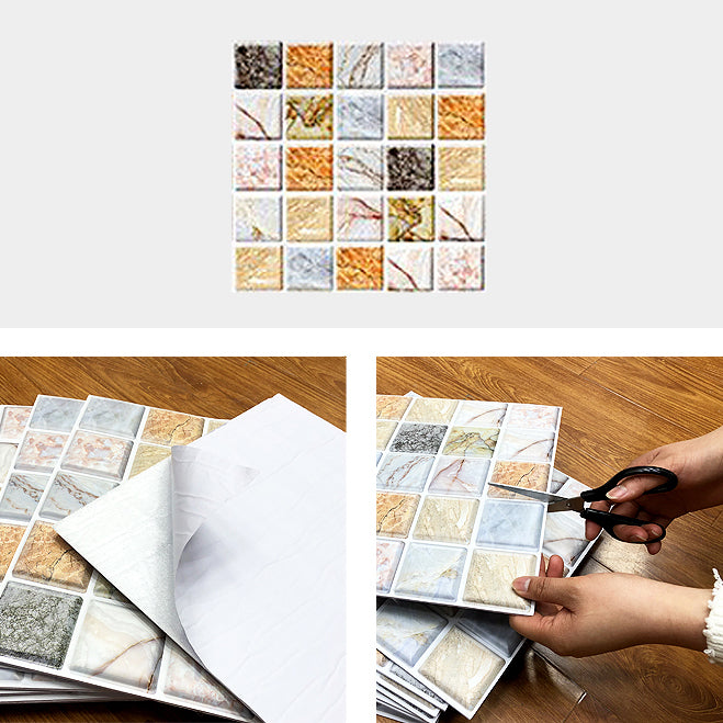 Square Peel and Stick Tile Mosaic Waterproof PVC Peel & Stick Tile for Shower 5-Pack Clearhalo 'Flooring 'Home Improvement' 'home_improvement' 'home_improvement_peel_stick_blacksplash' 'Peel & Stick Backsplash Tile' 'peel_stick_blacksplash' 'Walls & Ceilings' Walls and Ceiling' 6728254