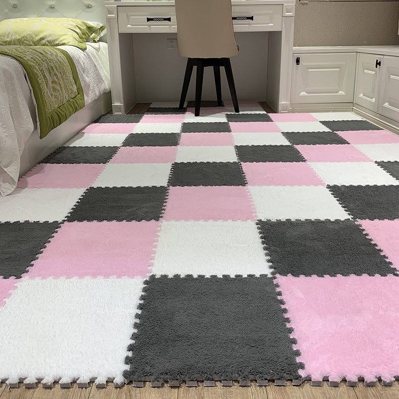 Carpet Floor Tile Level Loop Interlocking Non-Skid Carpet Tiles Pink Gray White Clearhalo 'Carpet Tiles & Carpet Squares' 'carpet_tiles_carpet_squares' 'Flooring 'Home Improvement' 'home_improvement' 'home_improvement_carpet_tiles_carpet_squares' Walls and Ceiling' 6728571