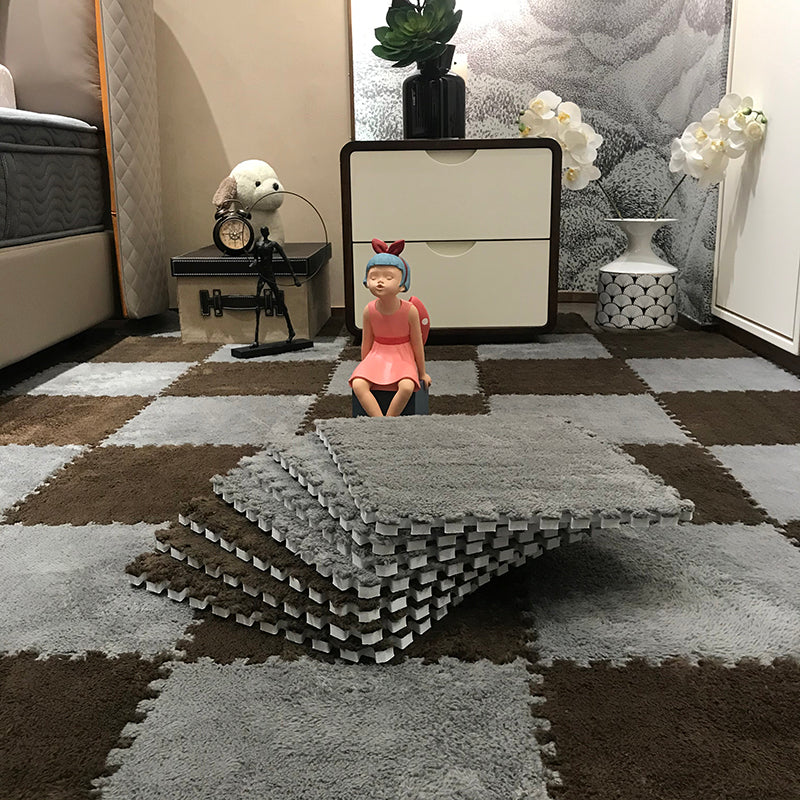 Carpet Floor Tile Level Loop Interlocking Non-Skid Carpet Tiles Coffee - Gray Clearhalo 'Carpet Tiles & Carpet Squares' 'carpet_tiles_carpet_squares' 'Flooring 'Home Improvement' 'home_improvement' 'home_improvement_carpet_tiles_carpet_squares' Walls and Ceiling' 6728583