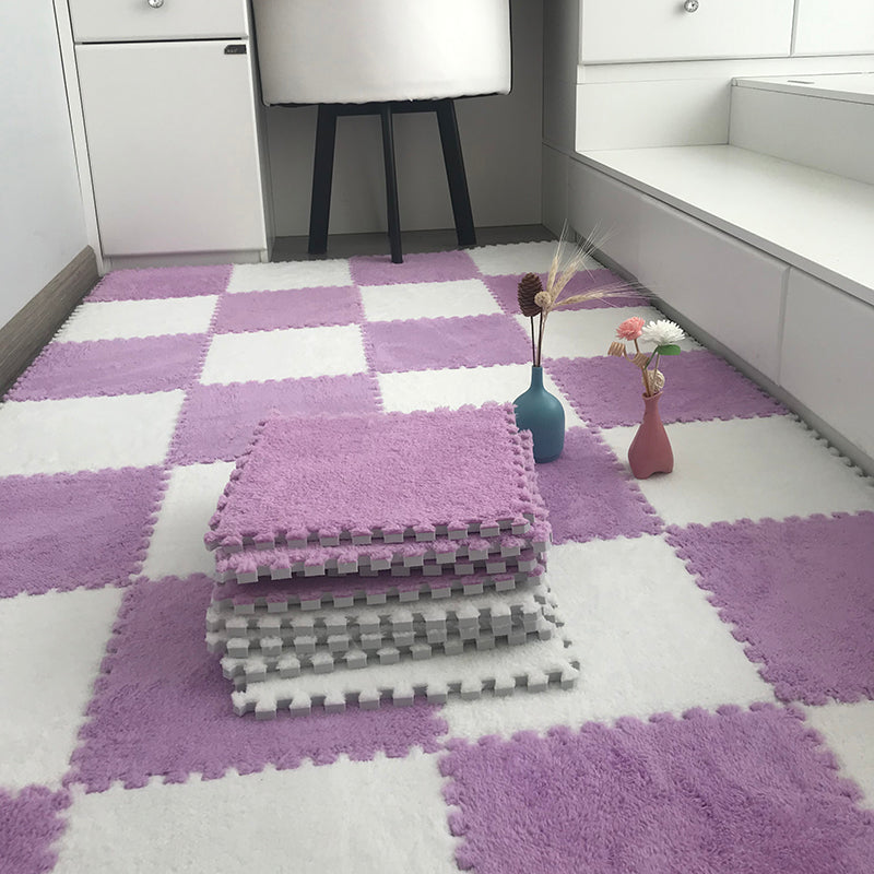 Carpet Floor Tile Level Loop Interlocking Non-Skid Carpet Tiles White-Purple Clearhalo 'Carpet Tiles & Carpet Squares' 'carpet_tiles_carpet_squares' 'Flooring 'Home Improvement' 'home_improvement' 'home_improvement_carpet_tiles_carpet_squares' Walls and Ceiling' 6728585