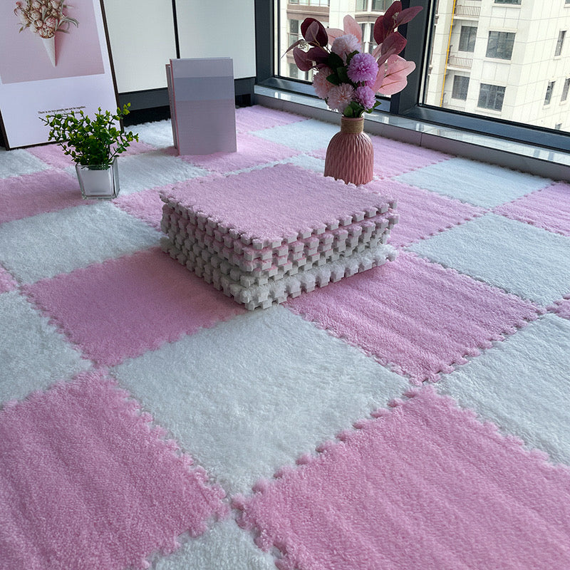 Multi-Color Level Loop Carpet Tile Non-Skid Interlocking Bedroom Carpet Tiles Pink-White Clearhalo 'Carpet Tiles & Carpet Squares' 'carpet_tiles_carpet_squares' 'Flooring 'Home Improvement' 'home_improvement' 'home_improvement_carpet_tiles_carpet_squares' Walls and Ceiling' 6728608