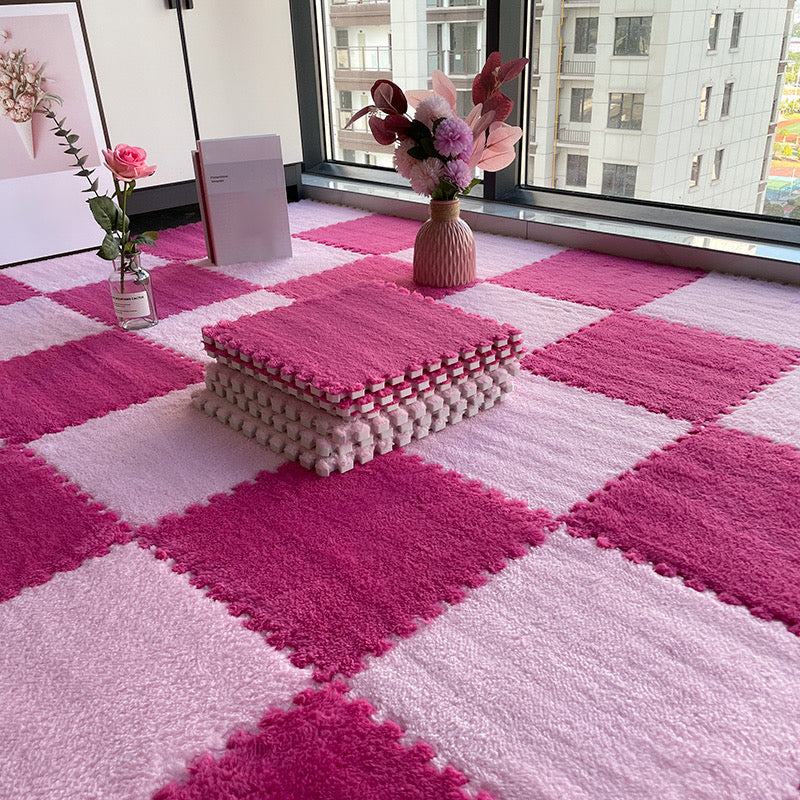 Multi-Color Level Loop Carpet Tile Non-Skid Interlocking Bedroom Carpet Tiles Rose Pink Clearhalo 'Carpet Tiles & Carpet Squares' 'carpet_tiles_carpet_squares' 'Flooring 'Home Improvement' 'home_improvement' 'home_improvement_carpet_tiles_carpet_squares' Walls and Ceiling' 6728618