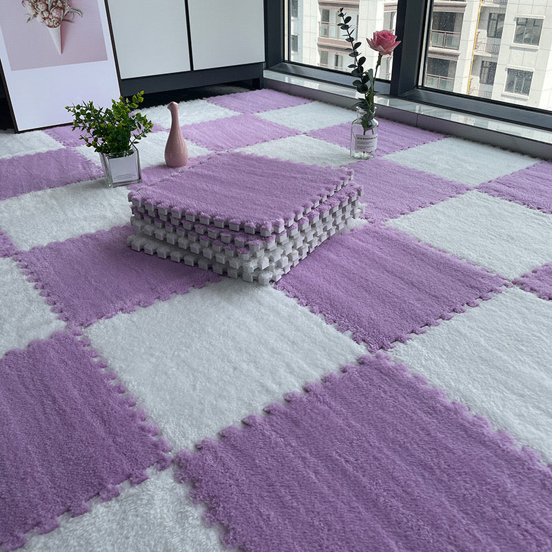Multi-Color Level Loop Carpet Tile Non-Skid Interlocking Bedroom Carpet Tiles White-Purple Clearhalo 'Carpet Tiles & Carpet Squares' 'carpet_tiles_carpet_squares' 'Flooring 'Home Improvement' 'home_improvement' 'home_improvement_carpet_tiles_carpet_squares' Walls and Ceiling' 6728620