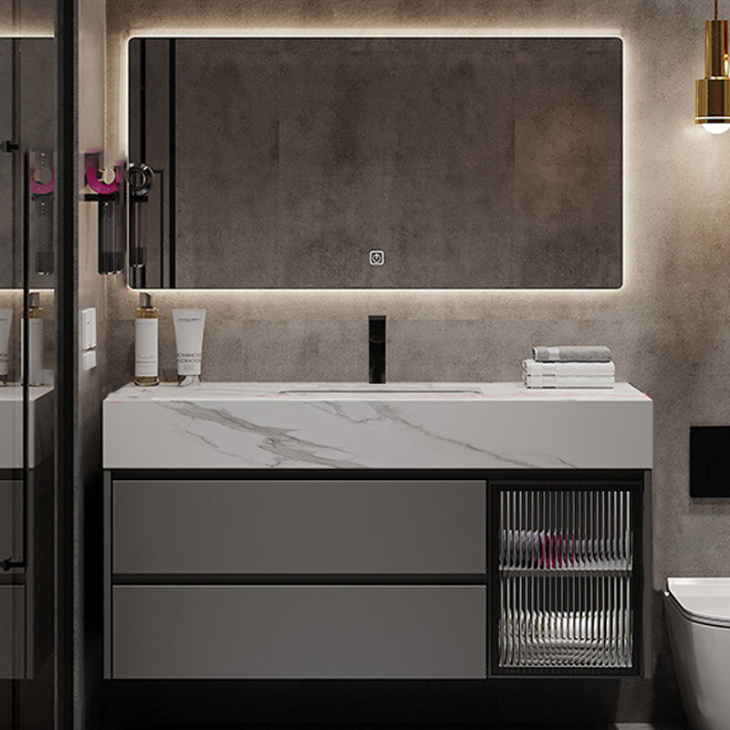 Modern Wall-Mounted Vanity Mirror Cabinet Sink Bathroom Vanity Cabinet Vanity & Faucet & Mirrors 47"L x 19"W x 22"H Smart Control Included Clearhalo 'Bathroom Remodel & Bathroom Fixtures' 'Bathroom Vanities' 'bathroom_vanities' 'Home Improvement' 'home_improvement' 'home_improvement_bathroom_vanities' 6729196