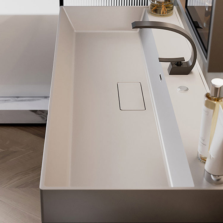 Contemporary Vanity Sink Wooden Wall-Mounted Bathroom Vanity Cabinet in Gray Clearhalo 'Bathroom Remodel & Bathroom Fixtures' 'Bathroom Vanities' 'bathroom_vanities' 'Home Improvement' 'home_improvement' 'home_improvement_bathroom_vanities' 6729242