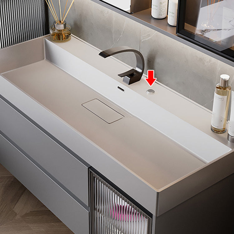 Contemporary Vanity Sink Wooden Wall-Mounted Bathroom Vanity Cabinet in Gray Clearhalo 'Bathroom Remodel & Bathroom Fixtures' 'Bathroom Vanities' 'bathroom_vanities' 'Home Improvement' 'home_improvement' 'home_improvement_bathroom_vanities' 6729244