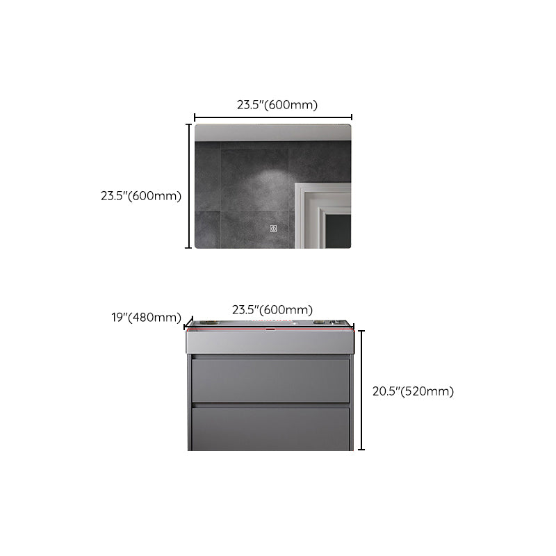 Contemporary Vanity Sink Wooden Wall-Mounted Bathroom Vanity Cabinet in Gray Clearhalo 'Bathroom Remodel & Bathroom Fixtures' 'Bathroom Vanities' 'bathroom_vanities' 'Home Improvement' 'home_improvement' 'home_improvement_bathroom_vanities' 6729276