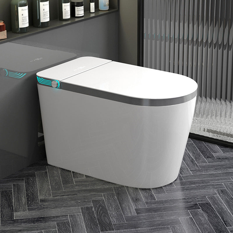 Modern Floor Mounted Toilet Bowl ABS Siphon Jet All-In-One Toilet Gray White Feet Kick Flush ( Standard) Clearhalo 'Bathroom Remodel & Bathroom Fixtures' 'Home Improvement' 'home_improvement' 'home_improvement_toilets' 'Toilets & Bidets' 'Toilets' 6730313