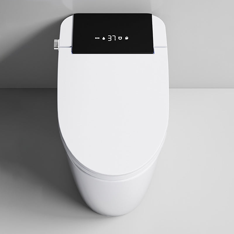 Gloss White Toilet Modern Siphon Jet Toilet Bowl with Heated Seat Foot Feel Flush & Automatic Lid (Upgrading) 12" Clearhalo 'Bathroom Remodel & Bathroom Fixtures' 'Home Improvement' 'home_improvement' 'home_improvement_toilets' 'Toilets & Bidets' 'Toilets' 6730330