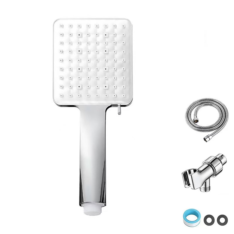 Square Modern Handheld Shower Head Leak Resistant Wall-Mount Showerhead Chrome Shower Heads with Holder and Hose Clearhalo 'Bathroom Remodel & Bathroom Fixtures' 'Home Improvement' 'home_improvement' 'home_improvement_shower_heads' 'Shower Heads' 'shower_heads' 'Showers & Bathtubs Plumbing' 'Showers & Bathtubs' 6730804