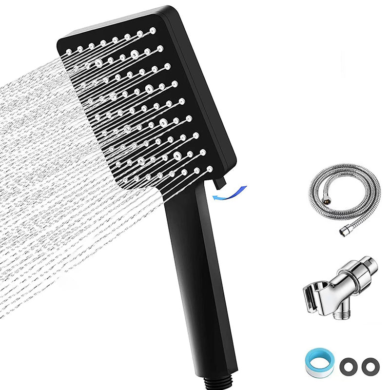 Square Modern Handheld Shower Head Leak Resistant Wall-Mount Showerhead Black Shower Heads with Holder and Hose Clearhalo 'Bathroom Remodel & Bathroom Fixtures' 'Home Improvement' 'home_improvement' 'home_improvement_shower_heads' 'Shower Heads' 'shower_heads' 'Showers & Bathtubs Plumbing' 'Showers & Bathtubs' 6730809