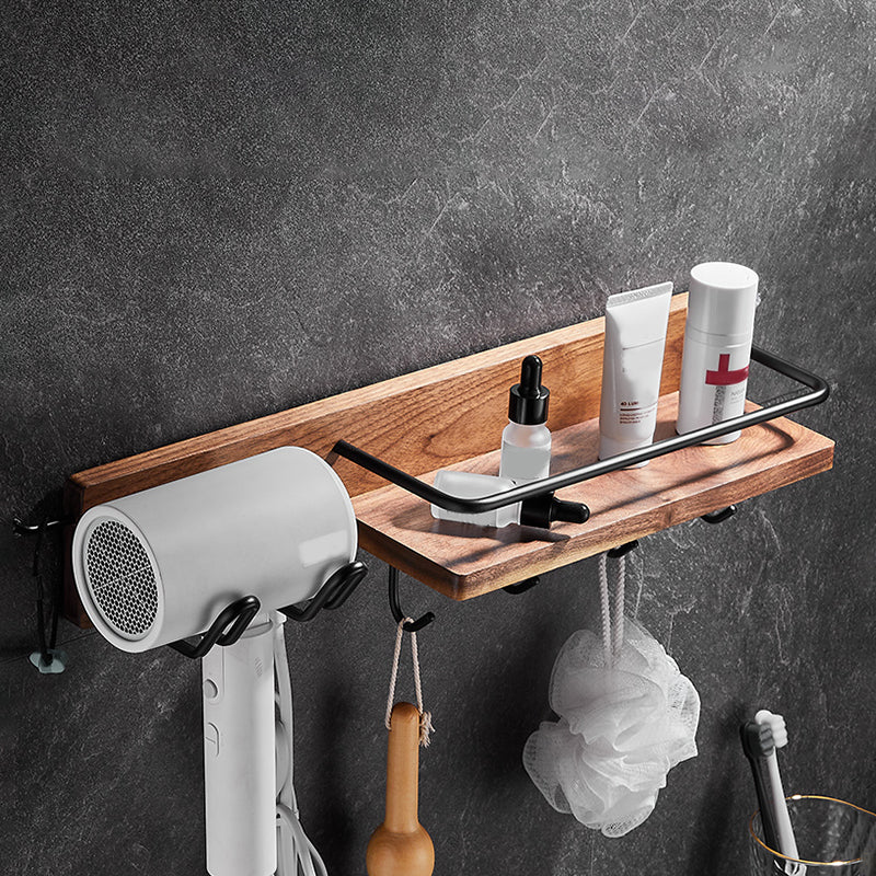 Modern Black Bathroom Set Bath Shelf Towel Bar Bath Hardware Set Hair Dryer Holder Clearhalo 'Bathroom Hardware Sets' 'Bathroom Hardware' 'Bathroom Remodel & Bathroom Fixtures' 'bathroom_hardware_sets' 'Home Improvement' 'home_improvement' 'home_improvement_bathroom_hardware_sets' 6737768