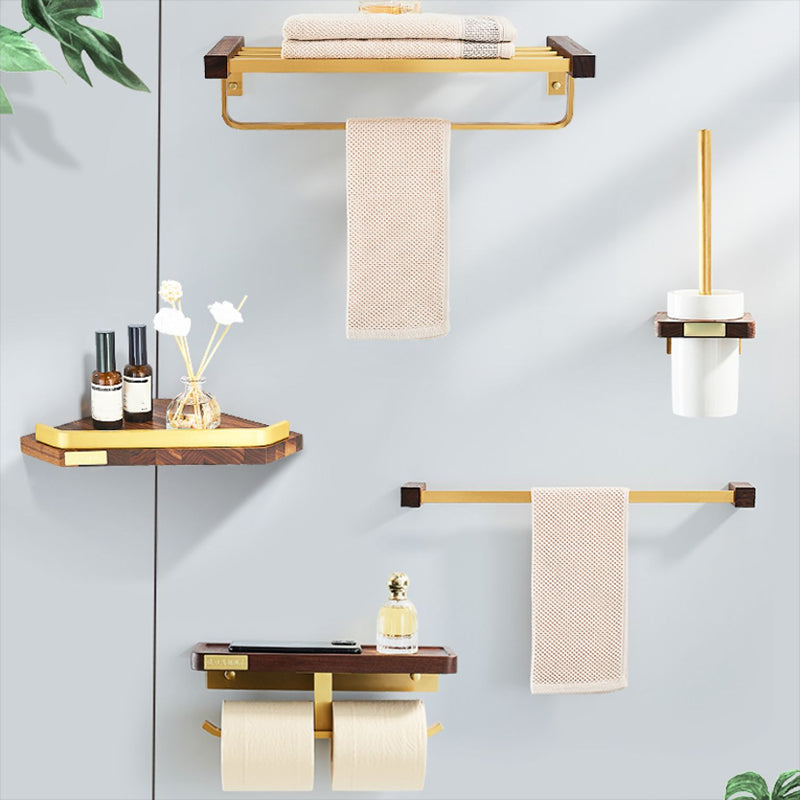 Modern Gold Bath Hardware Set Bath Shelf Paper Holder Bathroom Accessory Set Clearhalo 'Bathroom Hardware Sets' 'Bathroom Hardware' 'Bathroom Remodel & Bathroom Fixtures' 'bathroom_hardware_sets' 'Home Improvement' 'home_improvement' 'home_improvement_bathroom_hardware_sets' 6737802