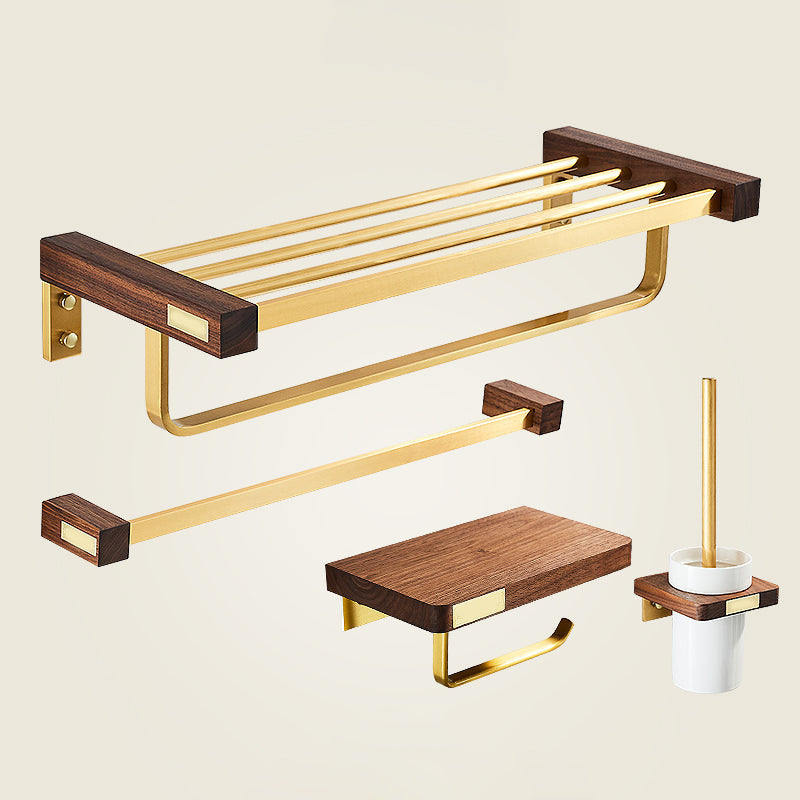 Modern Gold Bath Hardware Set Bath Shelf Paper Holder Bathroom Accessory Set 4-Piece Set(Single Rod) Clearhalo 'Bathroom Hardware Sets' 'Bathroom Hardware' 'Bathroom Remodel & Bathroom Fixtures' 'bathroom_hardware_sets' 'Home Improvement' 'home_improvement' 'home_improvement_bathroom_hardware_sets' 6737816