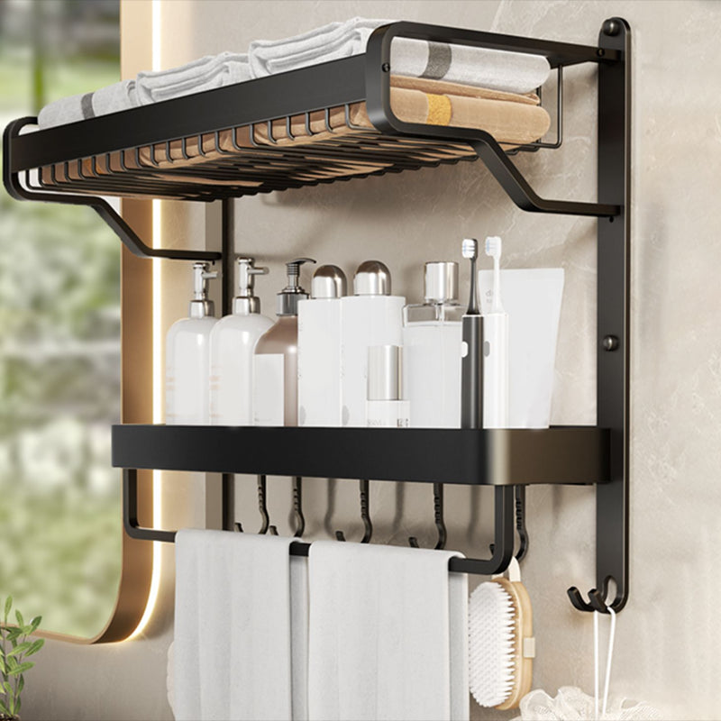 Modern Bathroom Set Matte Black Bath Shelf Towel Bar Bathroom Accessory Kit Clearhalo 'Bathroom Hardware Sets' 'Bathroom Hardware' 'Bathroom Remodel & Bathroom Fixtures' 'bathroom_hardware_sets' 'Home Improvement' 'home_improvement' 'home_improvement_bathroom_hardware_sets' 6737901