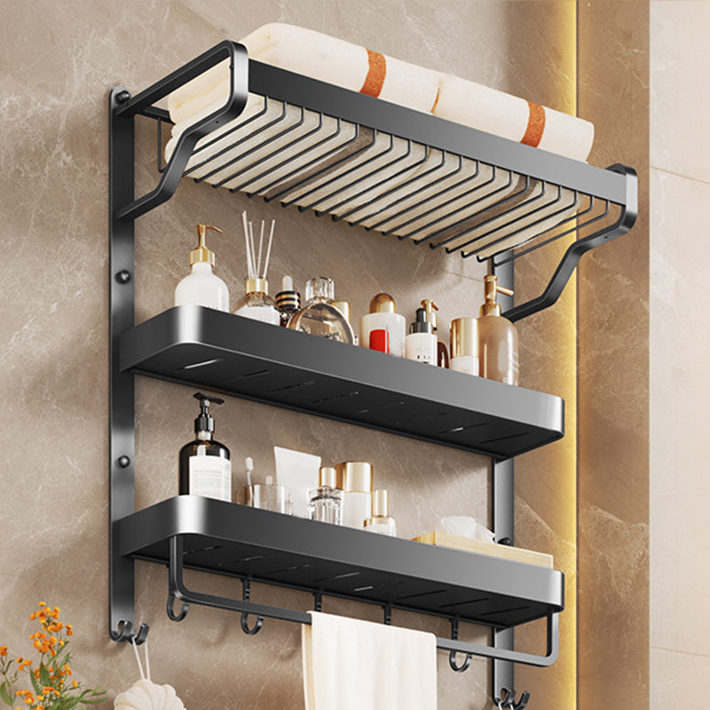 Modern Bathroom Set Matte Black Bath Shelf Towel Bar Bathroom Accessory Kit 3-Tier Tower Holder (23.6"L) Clearhalo 'Bathroom Hardware Sets' 'Bathroom Hardware' 'Bathroom Remodel & Bathroom Fixtures' 'bathroom_hardware_sets' 'Home Improvement' 'home_improvement' 'home_improvement_bathroom_hardware_sets' 6737933