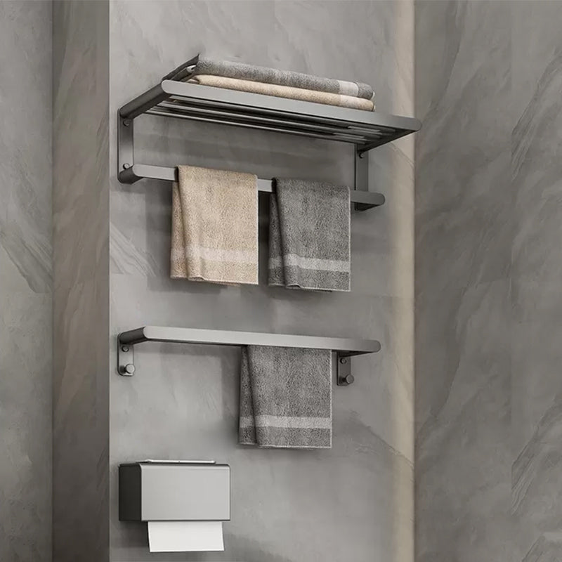 Matte Gray Bathroom Hardware Set Modern Bathroom Accessory Kit Towel Rack with Towel Bar and Toilet Paper Holder Clearhalo 'Bathroom Hardware Sets' 'Bathroom Hardware' 'Bathroom Remodel & Bathroom Fixtures' 'bathroom_hardware_sets' 'Home Improvement' 'home_improvement' 'home_improvement_bathroom_hardware_sets' 6738097