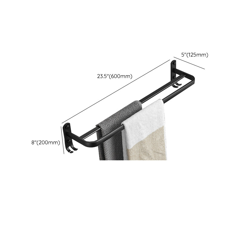 Matte Black 5-Piece Modern Bathroom Accessory Set with Bath Shelf/Tower Bar & Paper Holder Clearhalo 'Bathroom Hardware Sets' 'Bathroom Hardware' 'Bathroom Remodel & Bathroom Fixtures' 'bathroom_hardware_sets' 'Home Improvement' 'home_improvement' 'home_improvement_bathroom_hardware_sets' 6738248