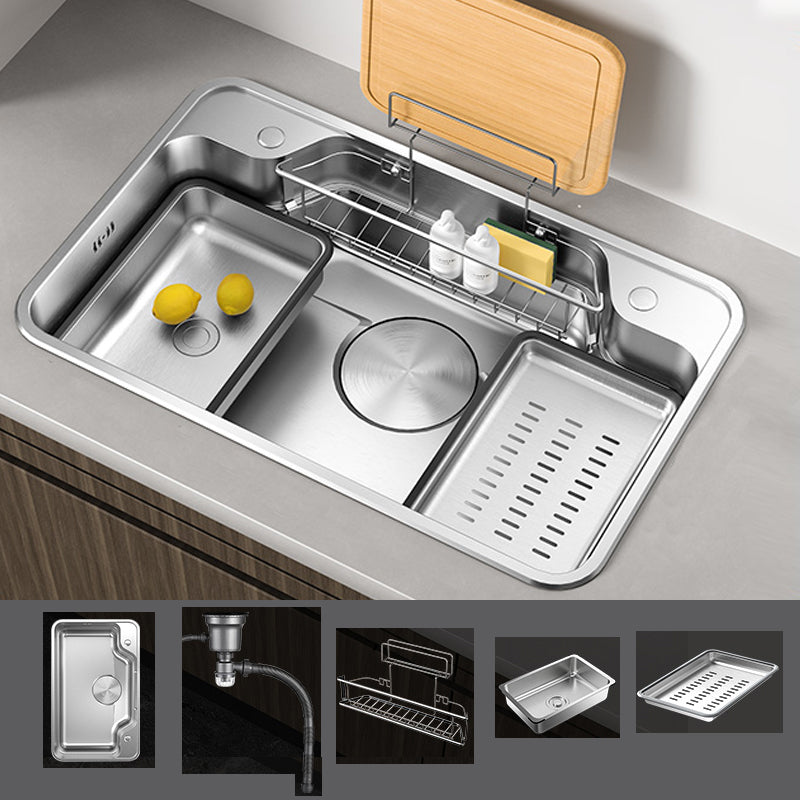 Contemporary Style Kitchen Sink Stainless Steel Drop-In Rustproof Kitchen Sink 31"L x 20"W x 8"H Sink Only None Clearhalo 'Home Improvement' 'home_improvement' 'home_improvement_kitchen_sinks' 'Kitchen Remodel & Kitchen Fixtures' 'Kitchen Sinks & Faucet Components' 'Kitchen Sinks' 'kitchen_sinks' 6740442