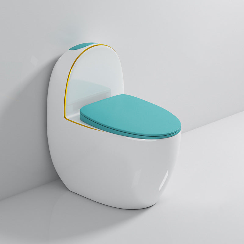 Polished Finish Floor Mounted Toilet Siphon Jet Modern Toilet Bowl Blue White Clearhalo 'Bathroom Remodel & Bathroom Fixtures' 'Home Improvement' 'home_improvement' 'home_improvement_toilets' 'Toilets & Bidets' 'Toilets' 6741081