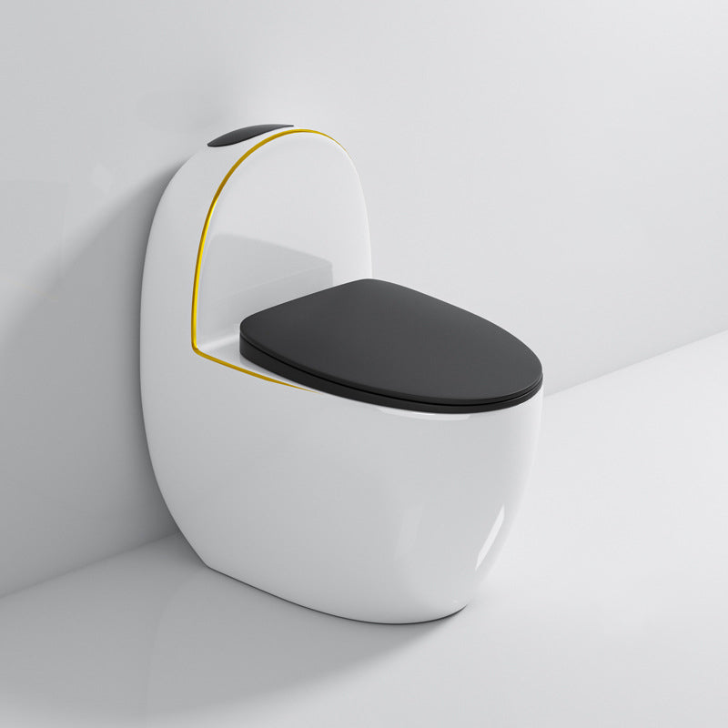 Polished Finish Floor Mounted Toilet Siphon Jet Modern Toilet Bowl Black White Clearhalo 'Bathroom Remodel & Bathroom Fixtures' 'Home Improvement' 'home_improvement' 'home_improvement_toilets' 'Toilets & Bidets' 'Toilets' 6741082