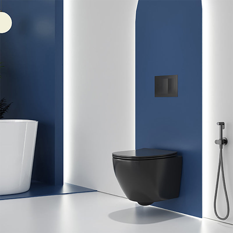 Contemporary Wall Hung Toilet Bowl Polished Finish Toilet with Glazed Surface Clearhalo 'Bathroom Remodel & Bathroom Fixtures' 'Home Improvement' 'home_improvement' 'home_improvement_toilets' 'Toilets & Bidets' 'Toilets' 6741097