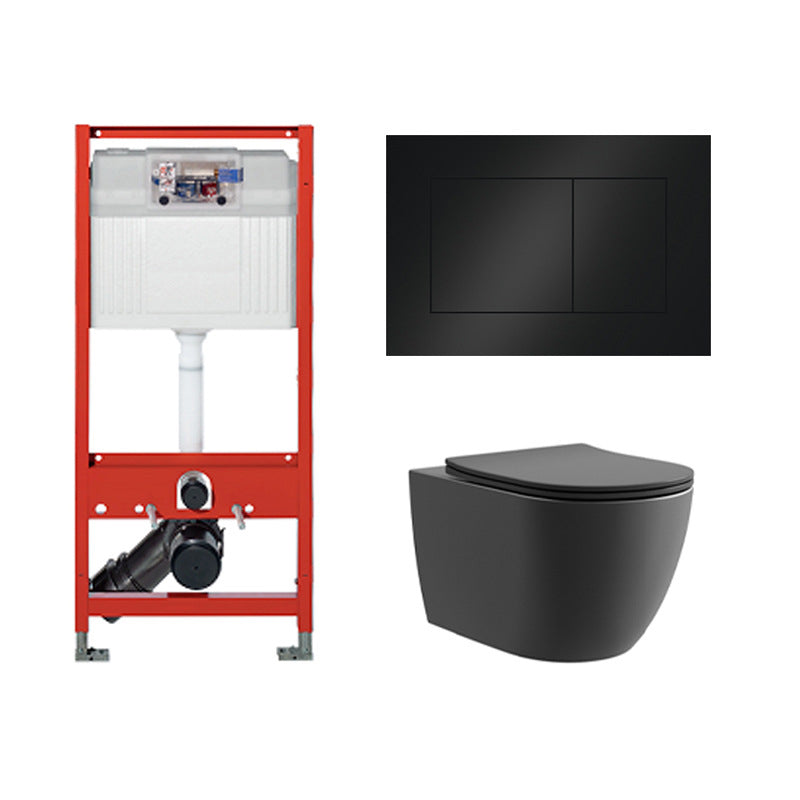 Contemporary Wall Hung Toilet Bowl Polished Finish Toilet with Glazed Surface Black Toilet with High Tanker Clearhalo 'Bathroom Remodel & Bathroom Fixtures' 'Home Improvement' 'home_improvement' 'home_improvement_toilets' 'Toilets & Bidets' 'Toilets' 6741103