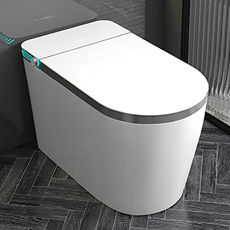 Contemporary Siphon Jet Toilet Bowl Polished Finish All-In-One Toilet Gray White Manual Lid (Standard) 16" Clearhalo 'Bathroom Remodel & Bathroom Fixtures' 'Home Improvement' 'home_improvement' 'home_improvement_toilets' 'Toilets & Bidets' 'Toilets' 6741152