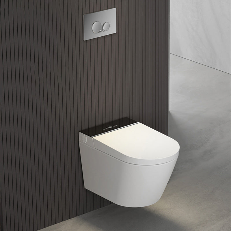 Modern Wall Hung Toilet Bowl Polished Finish Toilet with Heated Seat Black/ White Toilet with Tanker Clearhalo 'Bathroom Remodel & Bathroom Fixtures' 'Home Improvement' 'home_improvement' 'home_improvement_toilets' 'Toilets & Bidets' 'Toilets' 6741173