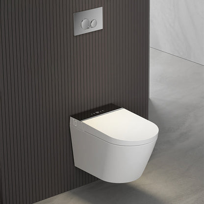 Modern Wall Hung Toilet Bowl Polished Finish Toilet with Heated Seat Black White Toilet with Tanker Clearhalo 'Bathroom Remodel & Bathroom Fixtures' 'Home Improvement' 'home_improvement' 'home_improvement_toilets' 'Toilets & Bidets' 'Toilets' 6741173