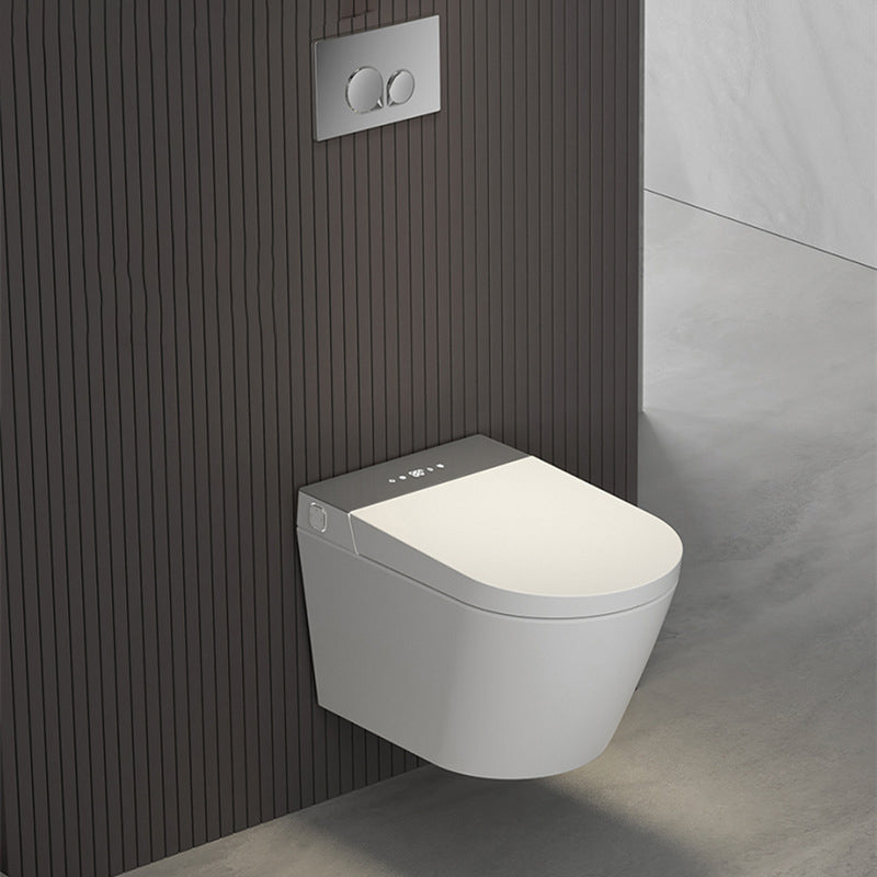Modern Wall Hung Toilet Bowl Polished Finish Toilet with Heated Seat Gray White Toilet with Tanker Clearhalo 'Bathroom Remodel & Bathroom Fixtures' 'Home Improvement' 'home_improvement' 'home_improvement_toilets' 'Toilets & Bidets' 'Toilets' 6741174