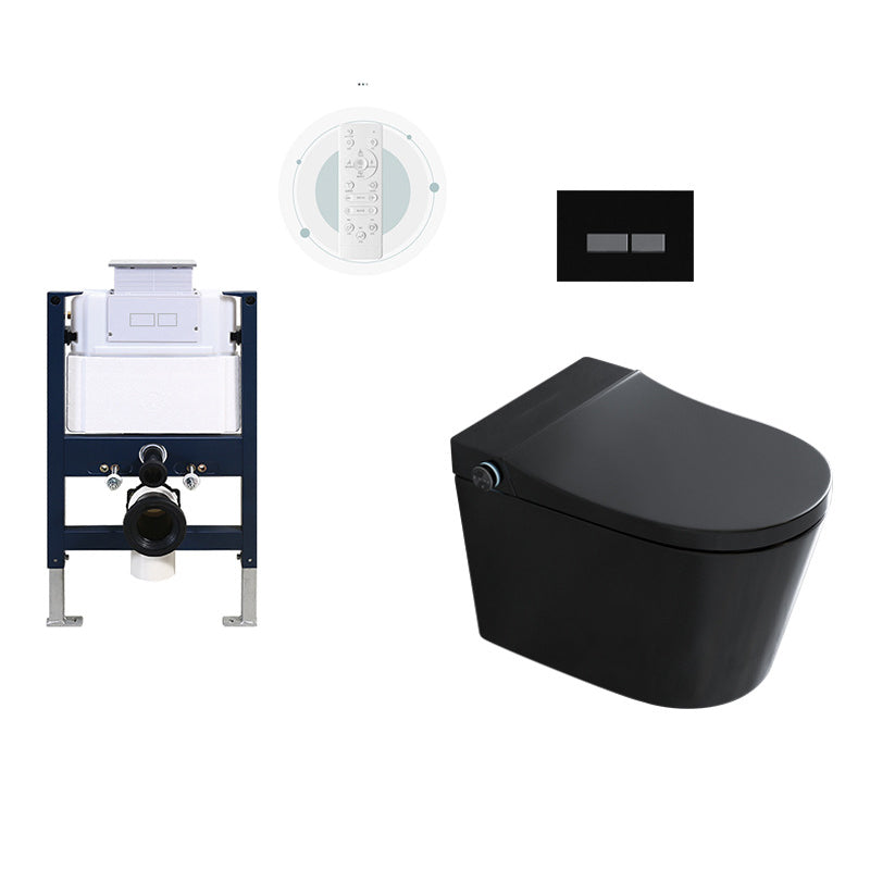 Modern Siphon Jet Flush Toilet One-Piece Wall Mount Toilet for Bathroom Black Manual Flip Toilet with Low Tanker Clearhalo 'Bathroom Remodel & Bathroom Fixtures' 'Home Improvement' 'home_improvement' 'home_improvement_toilets' 'Toilets & Bidets' 'Toilets' 6741190