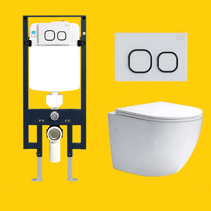 Modern White Siphon Jet Flush Toilet One-Piece Wall-mount Toilet for Bathroom 14"L x 19"W x 14"H Toilet with High Tanker
