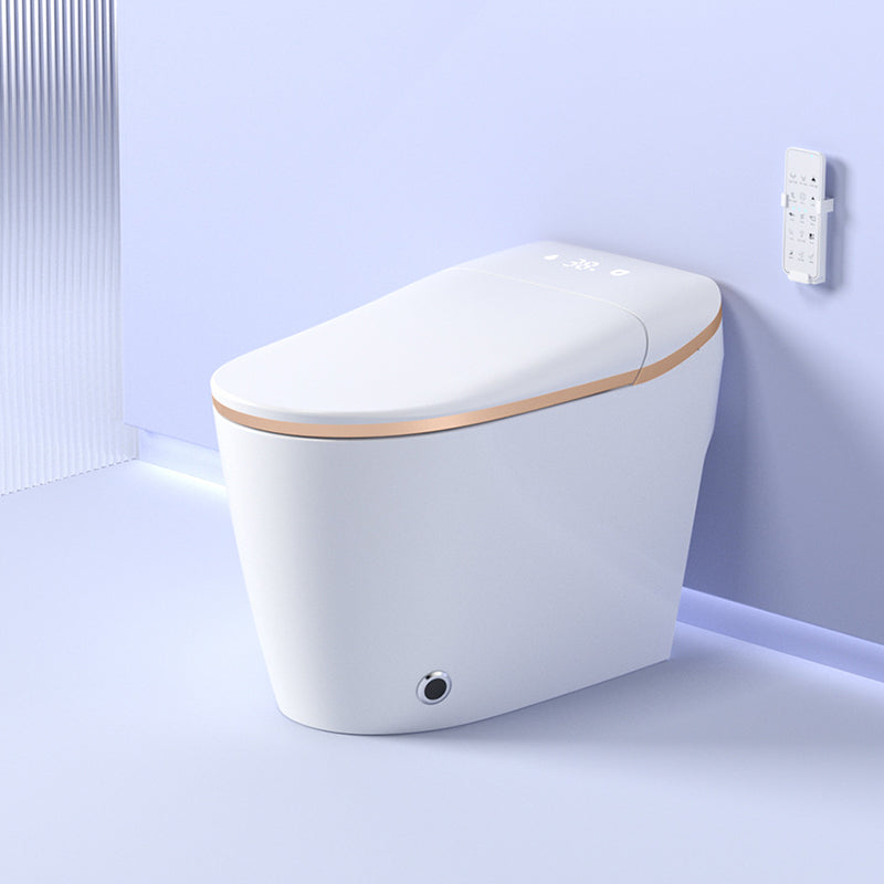 Elongated All-In-One Toilet Bowl Siphon Jet Contemporary Toilet White Foot Touch Flush (Standard Configuration) 16" Clearhalo 'Bathroom Remodel & Bathroom Fixtures' 'Home Improvement' 'home_improvement' 'home_improvement_toilets' 'Toilets & Bidets' 'Toilets' 6741345