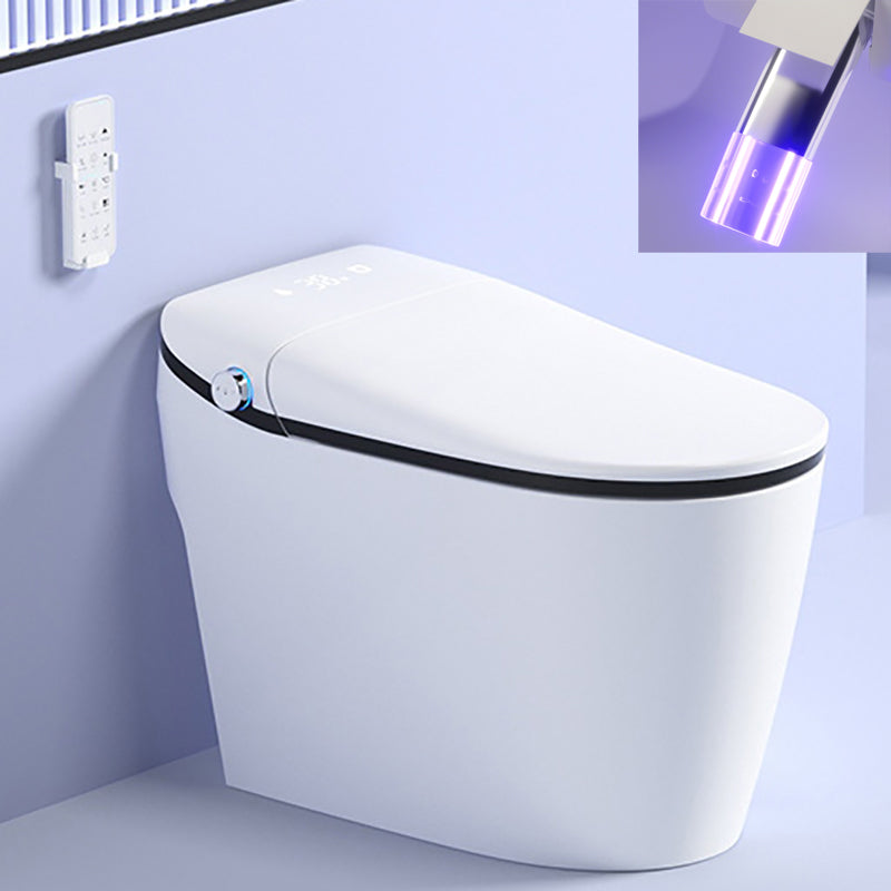 Elongated All-In-One Toilet Bowl Siphon Jet Contemporary Toilet White Black Auto Flip & UV Sterilizing ( Upgrading) Clearhalo 'Bathroom Remodel & Bathroom Fixtures' 'Home Improvement' 'home_improvement' 'home_improvement_toilets' 'Toilets & Bidets' 'Toilets' 6741350