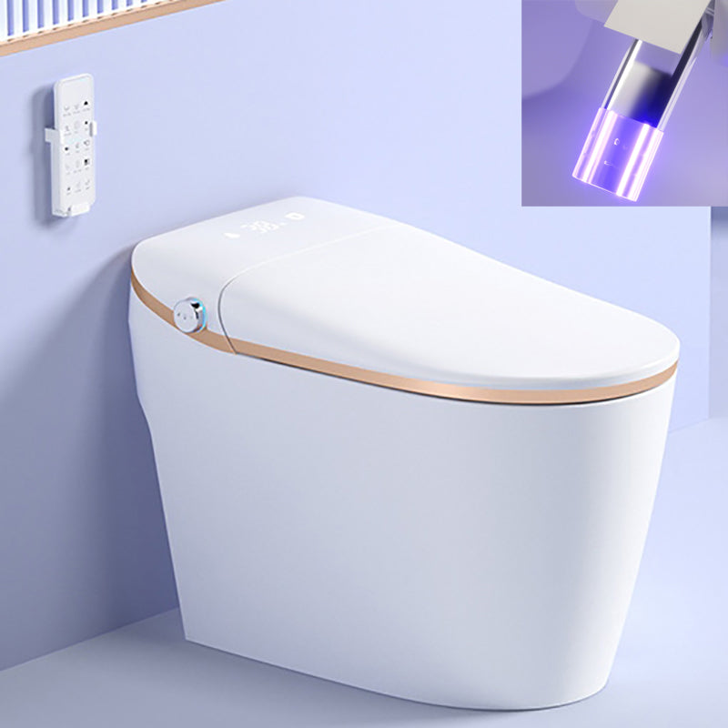 Elongated All-In-One Toilet Bowl Siphon Jet Contemporary Toilet White Gold Auto Flip & UV Sterilizing ( Upgrading) Clearhalo 'Bathroom Remodel & Bathroom Fixtures' 'Home Improvement' 'home_improvement' 'home_improvement_toilets' 'Toilets & Bidets' 'Toilets' 6741352
