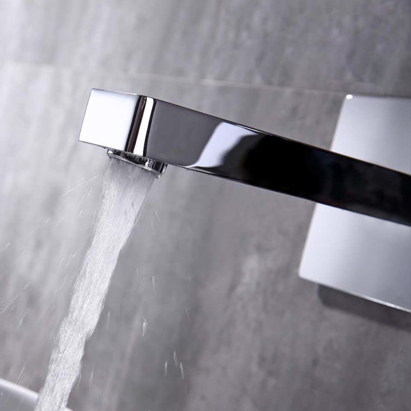 Contemporary Wall Mounted Bathroom Faucet Copper Single Handle Low Arc Vessel Faucet Clearhalo 'Bathroom Remodel & Bathroom Fixtures' 'Bathroom Sink Faucets' 'Bathroom Sinks & Faucet Components' 'bathroom_sink_faucets' 'Home Improvement' 'home_improvement' 'home_improvement_bathroom_sink_faucets' 6742627