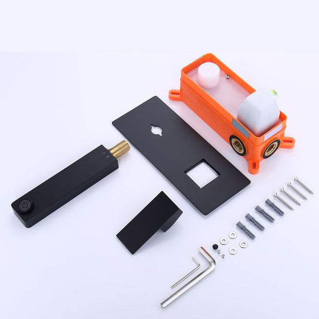 Contemporary Wall Mounted Bathroom Faucet Copper Single Handle Low Arc Vessel Faucet Clearhalo 'Bathroom Remodel & Bathroom Fixtures' 'Bathroom Sink Faucets' 'Bathroom Sinks & Faucet Components' 'bathroom_sink_faucets' 'Home Improvement' 'home_improvement' 'home_improvement_bathroom_sink_faucets' 6742632