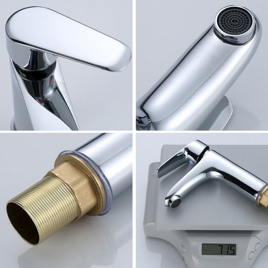 Modern Sink Faucet Solid Color Brass Basin Lavatory Faucet for Bathroom Clearhalo 'Bathroom Remodel & Bathroom Fixtures' 'Bathroom Sink Faucets' 'Bathroom Sinks & Faucet Components' 'bathroom_sink_faucets' 'Home Improvement' 'home_improvement' 'home_improvement_bathroom_sink_faucets' 6742653