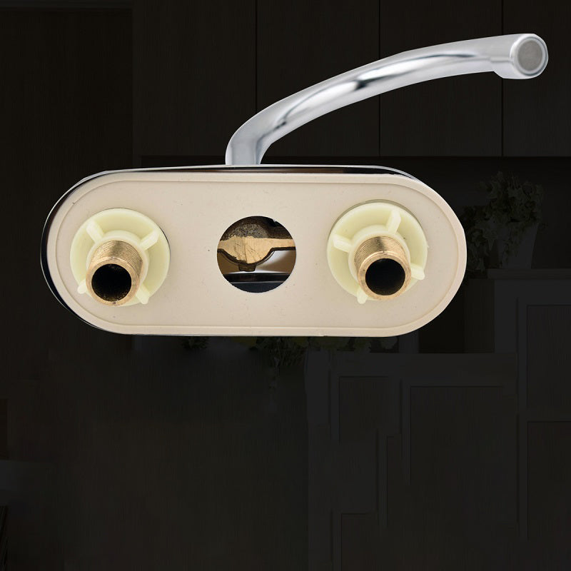 Modern Kitchen Sink Faucet Brass Double Knob Handle Gooseneck Bar Prep Kitchen Faucet Clearhalo 'Home Improvement' 'home_improvement' 'home_improvement_kitchen_faucets' 'Kitchen Faucets' 'Kitchen Remodel & Kitchen Fixtures' 'Kitchen Sinks & Faucet Components' 'kitchen_faucets' 6742731