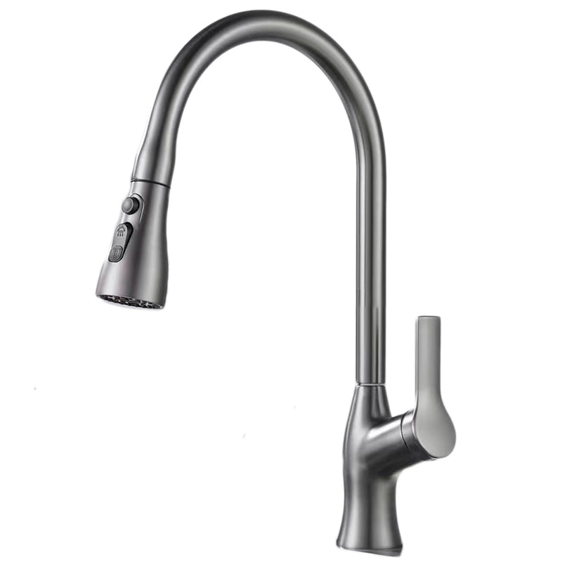 Contemporary Retractable Faucet Copper Single Handle High Arc Faucet for Kitchen Clearhalo 'Home Improvement' 'home_improvement' 'home_improvement_kitchen_faucets' 'Kitchen Faucets' 'Kitchen Remodel & Kitchen Fixtures' 'Kitchen Sinks & Faucet Components' 'kitchen_faucets' 6742742