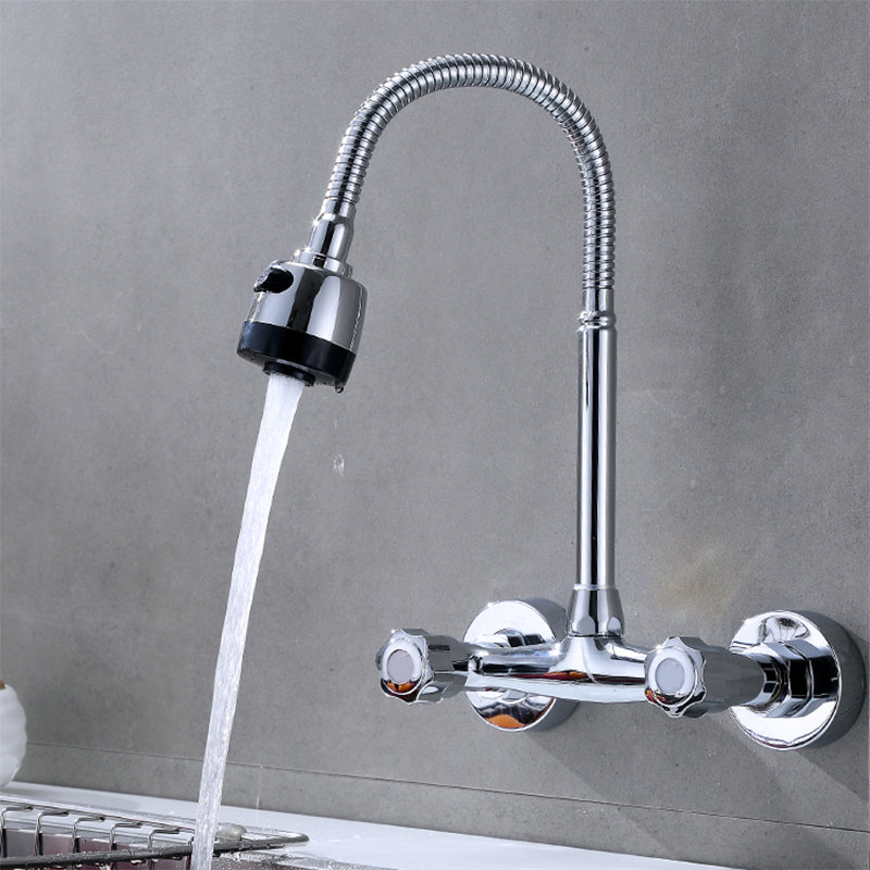 Modern Bar Faucet Brass Knob Handle Swivel Spout Wall Mounted Pot Filler Faucet Stainless Steel Clearhalo 'Home Improvement' 'home_improvement' 'home_improvement_kitchen_faucets' 'Kitchen Faucets' 'Kitchen Remodel & Kitchen Fixtures' 'Kitchen Sinks & Faucet Components' 'kitchen_faucets' 6742754