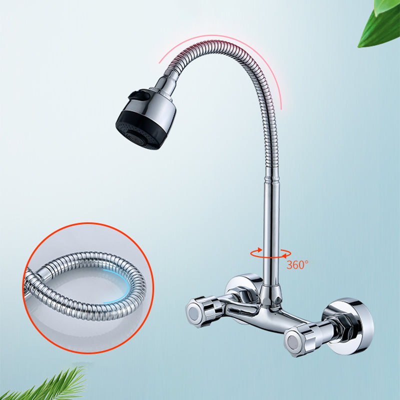 Modern Bar Faucet Brass Knob Handle Swivel Spout Wall Mounted Pot Filler Faucet Clearhalo 'Home Improvement' 'home_improvement' 'home_improvement_kitchen_faucets' 'Kitchen Faucets' 'Kitchen Remodel & Kitchen Fixtures' 'Kitchen Sinks & Faucet Components' 'kitchen_faucets' 6742766