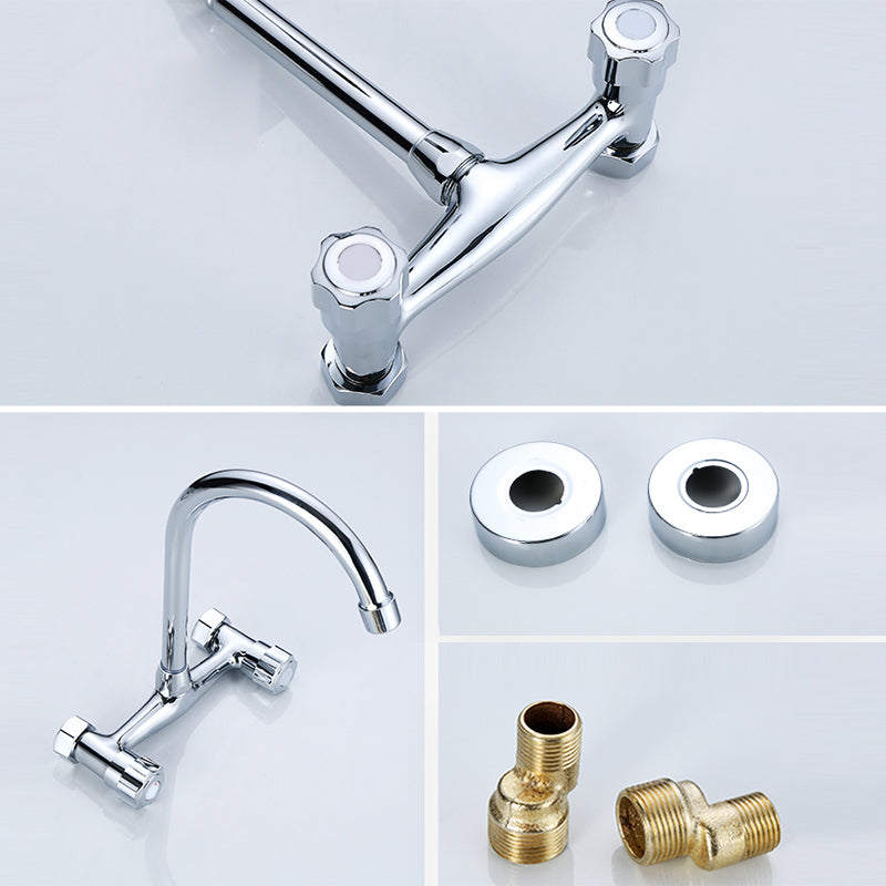 Modern Bar Faucet Brass Knob Handle Swivel Spout Wall Mounted Pot Filler Faucet Clearhalo 'Home Improvement' 'home_improvement' 'home_improvement_kitchen_faucets' 'Kitchen Faucets' 'Kitchen Remodel & Kitchen Fixtures' 'Kitchen Sinks & Faucet Components' 'kitchen_faucets' 6742769