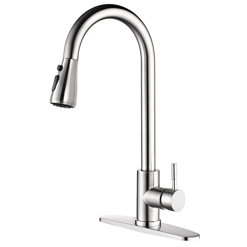 Pull Down Kitchen Standard Faucet Single Handle Faucet with Pull Out Sprayer Clearhalo 'Home Improvement' 'home_improvement' 'home_improvement_kitchen_faucets' 'Kitchen Faucets' 'Kitchen Remodel & Kitchen Fixtures' 'Kitchen Sinks & Faucet Components' 'kitchen_faucets' 6742856