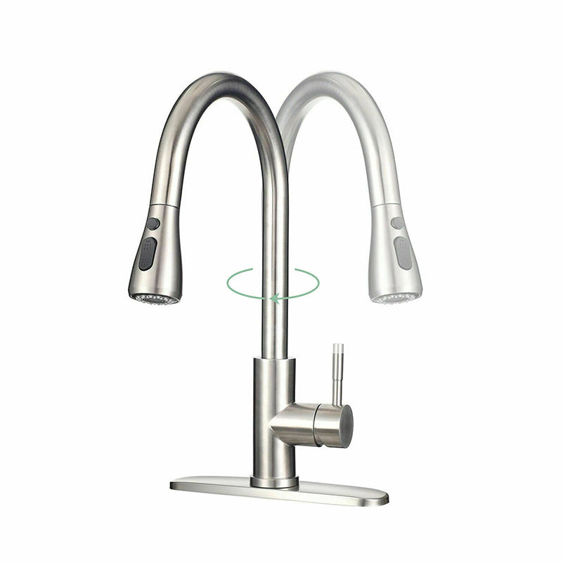 Pull Down Kitchen Standard Faucet Single Handle Faucet with Pull Out Sprayer Clearhalo 'Home Improvement' 'home_improvement' 'home_improvement_kitchen_faucets' 'Kitchen Faucets' 'Kitchen Remodel & Kitchen Fixtures' 'Kitchen Sinks & Faucet Components' 'kitchen_faucets' 6742857