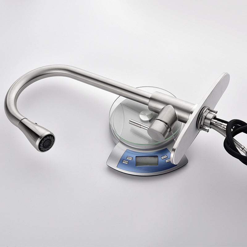 Pull Down Kitchen Standard Faucet Single Handle Faucet with Pull Out Sprayer Clearhalo 'Home Improvement' 'home_improvement' 'home_improvement_kitchen_faucets' 'Kitchen Faucets' 'Kitchen Remodel & Kitchen Fixtures' 'Kitchen Sinks & Faucet Components' 'kitchen_faucets' 6742860